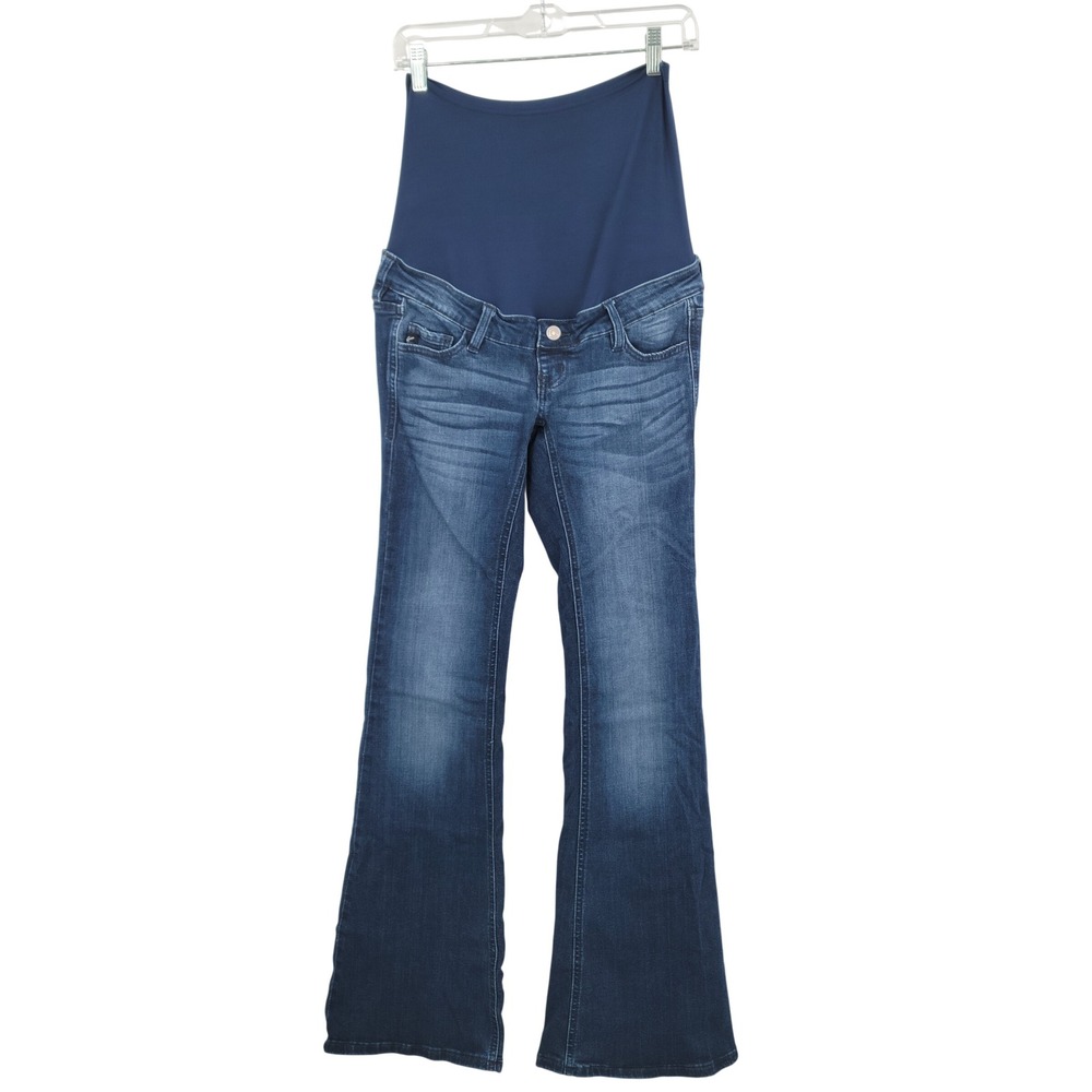 KanCan Maternity Flare Jeans Women 5/26 Blue Full Panel Stretch Boho Y2K